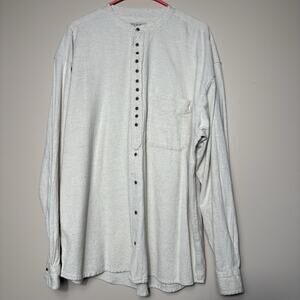 Civilian Men’s Grandfather Shirt Natural Off-white Cotton Linen Blend Size XXL